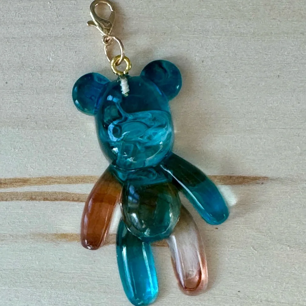 Blue and Brown Teddy Bear Pendant 2”